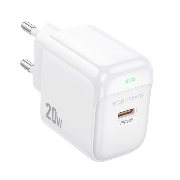 Фото - Сетевое зарядное устройство BOROFONE BAS43A Potential single-port PD20W charger(EU) White (6941991113819)
