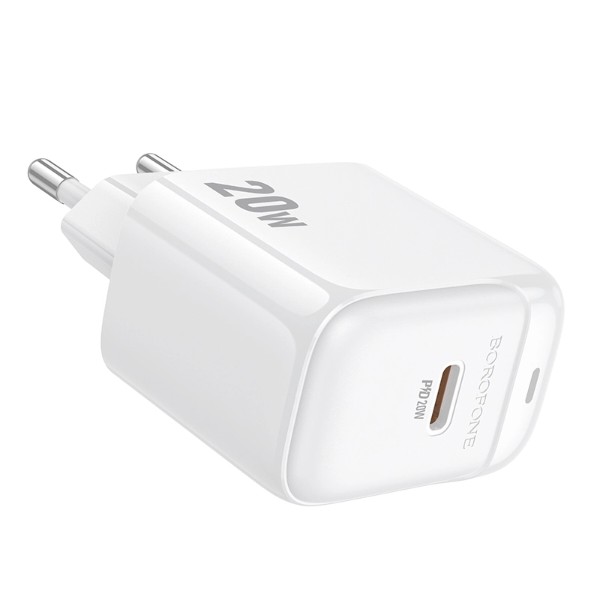 Фото - Сетевое зарядное устройство BOROFONE BAS43A Potential single-port PD20W charger(EU) White (6941991113819)