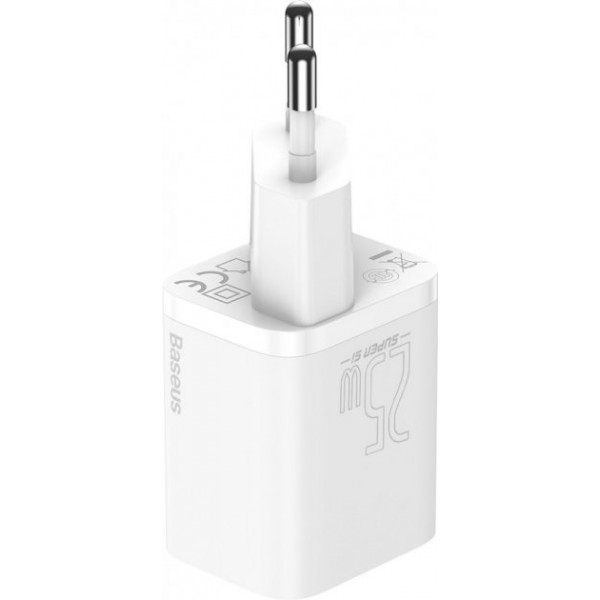 Фото - Сетевое зарядное устройство Baseus Super Silicone PD Charger 25W White (TZCCSUP-L02) + кабель Type-C
