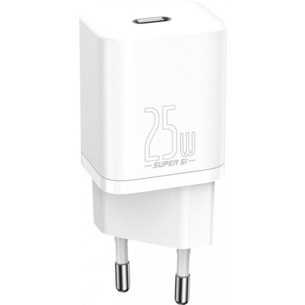 Фото - Сетевое зарядное устройство Baseus Super Silicone PD Charger 25W White (TZCCSUP-L02) + кабель Type-C