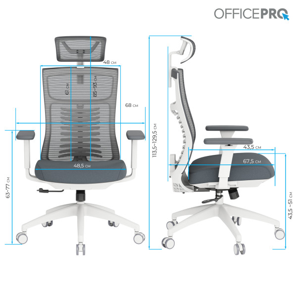 Фото - Крісло офісне OfficePro Balance (OC550-W-DG-DG) White/Dark Gray