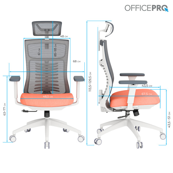 Фото - Крісло офісне OfficePro Balance (OC550-W-DG-OR) White/Dark Gray/Orange