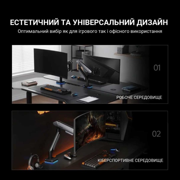 Фото - Кріплення настільне Anda Seat Stealth PRO II RGB 17''-42'' White (AD-W-A9X-1S-BW)