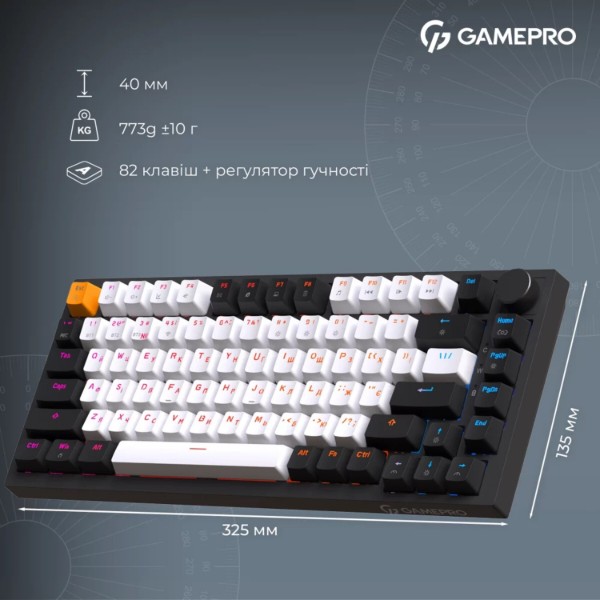 Фото - Клавиатура беспроводная игровая GamePro Asgard Valhalla QLAB Sakura Switch Bluetooth/2.4G/USB Black (MK160-B-QS-PRO)