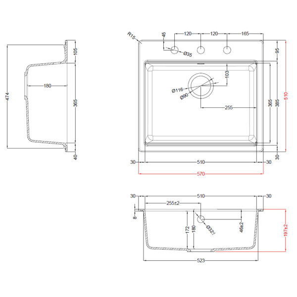 Фото - Мойка кухонная Elleci TIME 105 on top nero 40