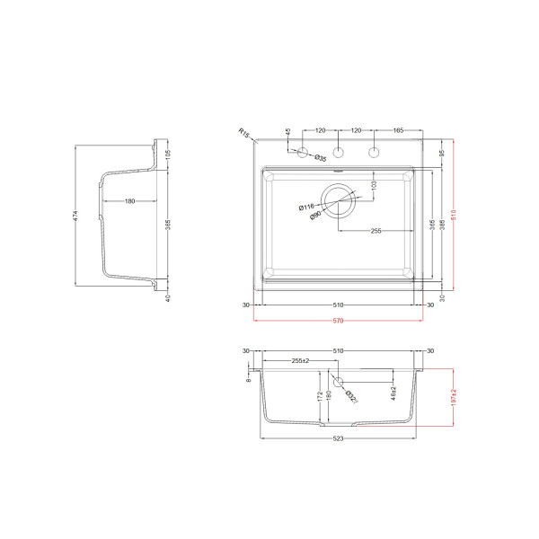 Фото - Мойка кухонная Elleci TIME 105 on top nero 40