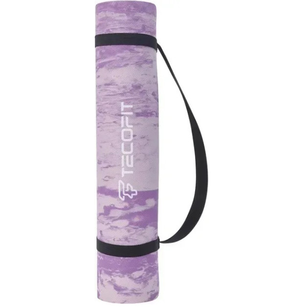 Фото - Килимок для йоги та фітнесу TECOFIT EVA 173x61x0.6 см Фіолетовий мармур +чохол-сумка у подарунок (TOP240214835/1)