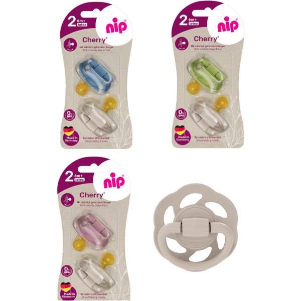 Фото - Кругла пустушка NIP Вишенька розмір 2 латекс від 6 міс. 2 шт. (91037)