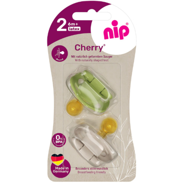 Фото - Кругла пустушка NIP Вишенька розмір 2 латекс від 6 міс. 2 шт. (91037)