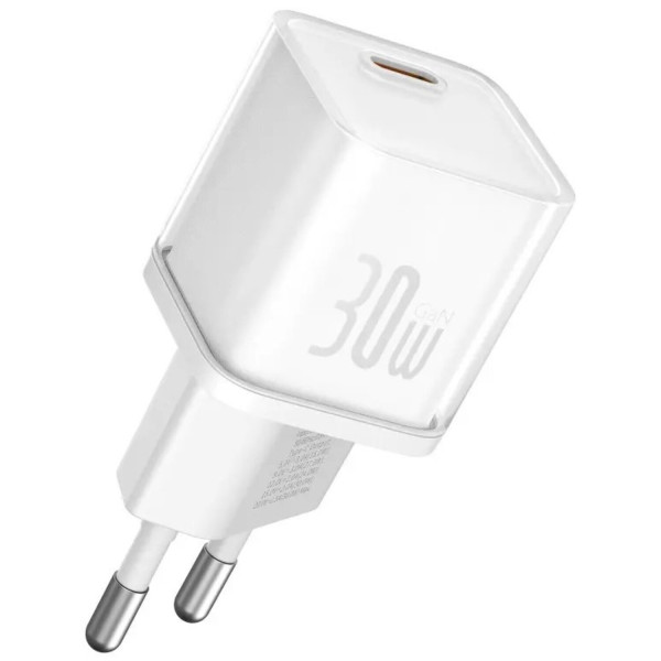 Фото - Мережевий зарядний пристрій Baseus GaN5S Fast Charger 1C 30W EU Moon White (P10162504213-00)