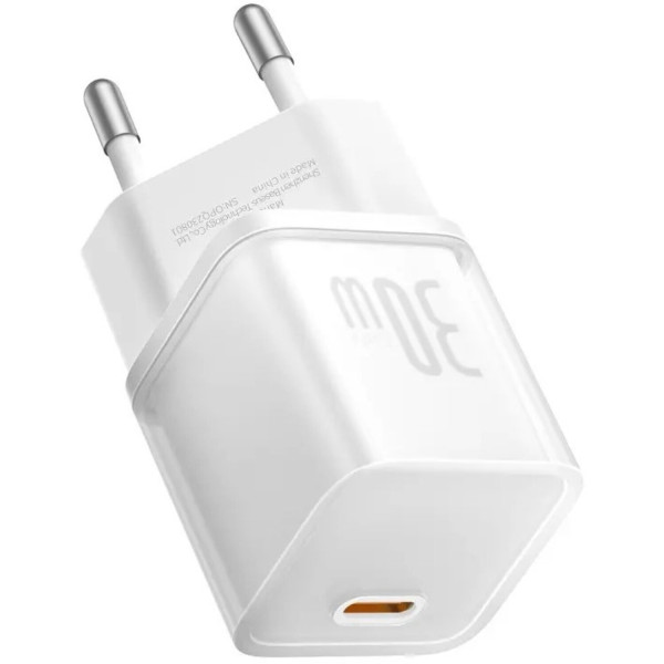 Фото - Мережевий зарядний пристрій Baseus GaN5S Fast Charger 1C 30W EU Moon White (P10162504213-00)