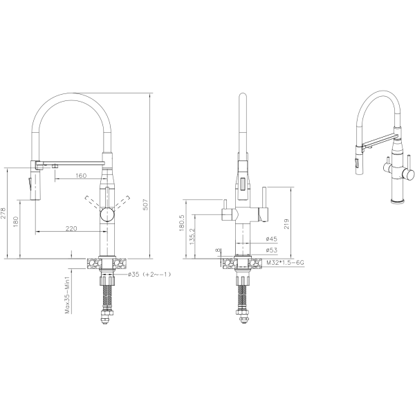 Фото - Смеситель кухонный Interline Lixio Neo MIX Maat Black