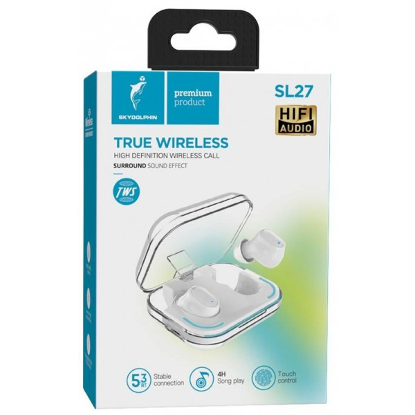 Фото - Навушники вкладиші бездротові TWS SkyDolphin SL27 White (SDBTE-000191)
