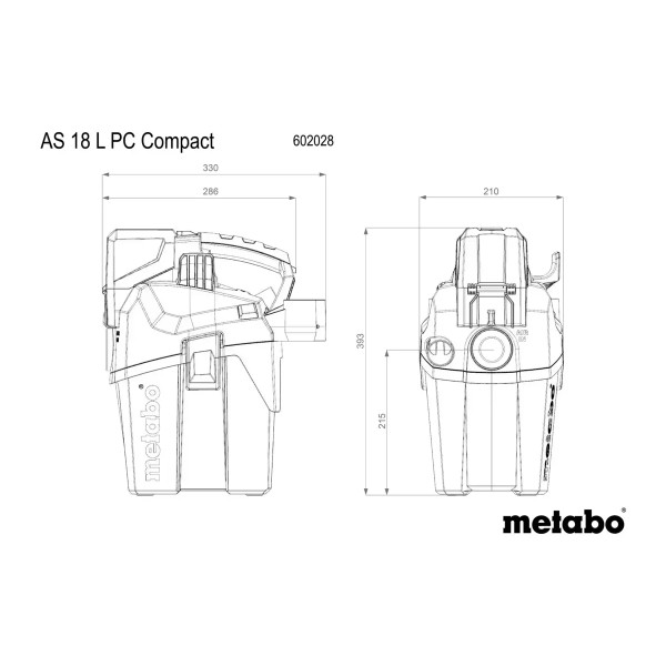 Фото - Пылесос для сухой уборки с мешком Metabo AS 18 L PC (602028850)