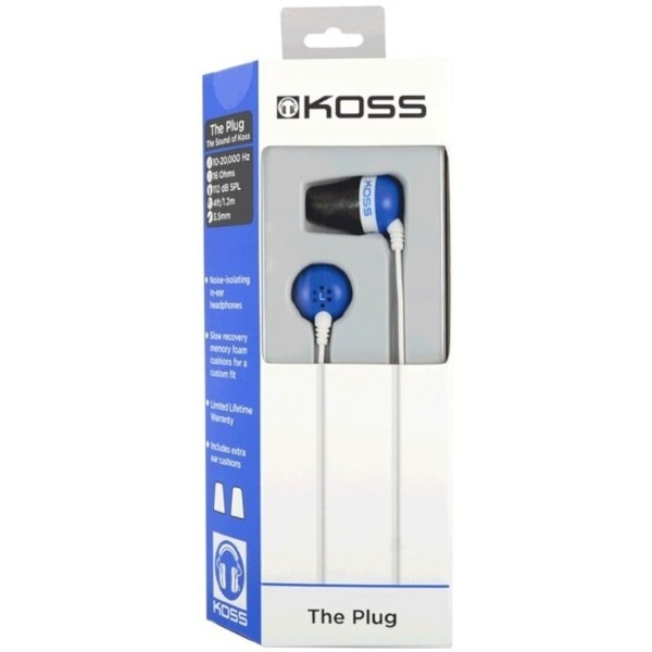 Фото - Наушники вкладыши проводные Koss The Plug Noise Isolating Blue (196544.101)