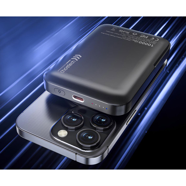 Фото - Батарея мобільна Choetech Magnetic Wireless 10000mAh 20W Black (B743-CCBK)