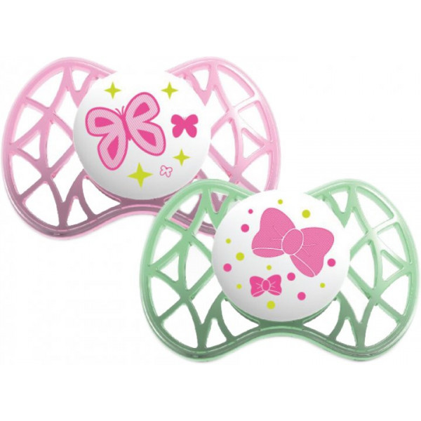 Фото - Симметричная пустышка Nuvita Air 6м+ 2 шт. для девочки Розовый (NV7081Pink)