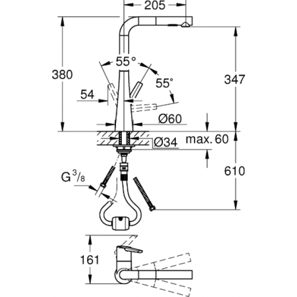 Фото - Кухонний змішувач Grohe Scala Ohm L Dual Spray Суперсталь (30441DC0)