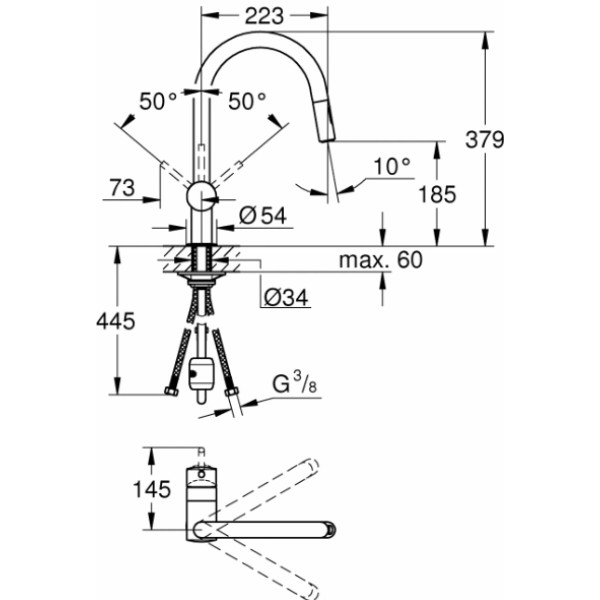 Фото - Кухонний змішувач Grohe Vento Ohm C Dual Spray Хром (30438000)
