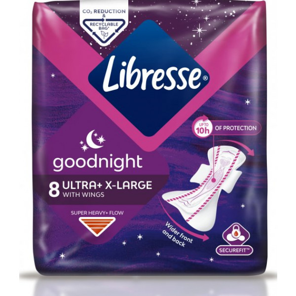 Фото - Прокладки гігієнічні Libresse Ultra Night Extra Wing 8 шт. (7322540918281)