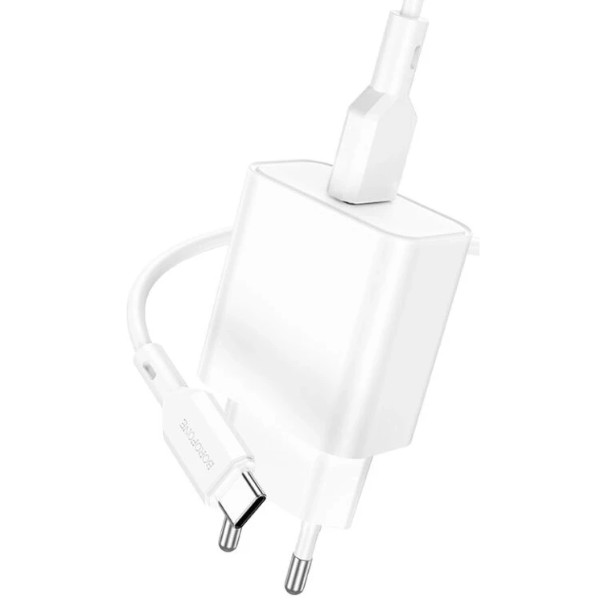Фото - Мережевий зарядний пристрій BOROFONE BA72A Spring single port QC3.0 charger set Type-C 18W White (6974443388596)