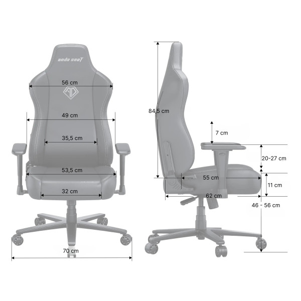Фото - Крісло для геймерів Anda Seat Novis Size XL Gray Fabric (AD23-XL-01-G-F)