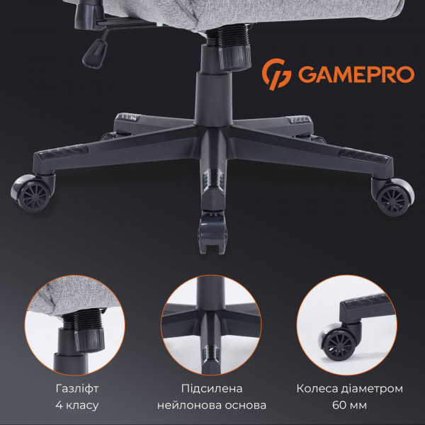 Фото - Кресло для геймеров GamePro Size L Fabric Gray (GC575FB)