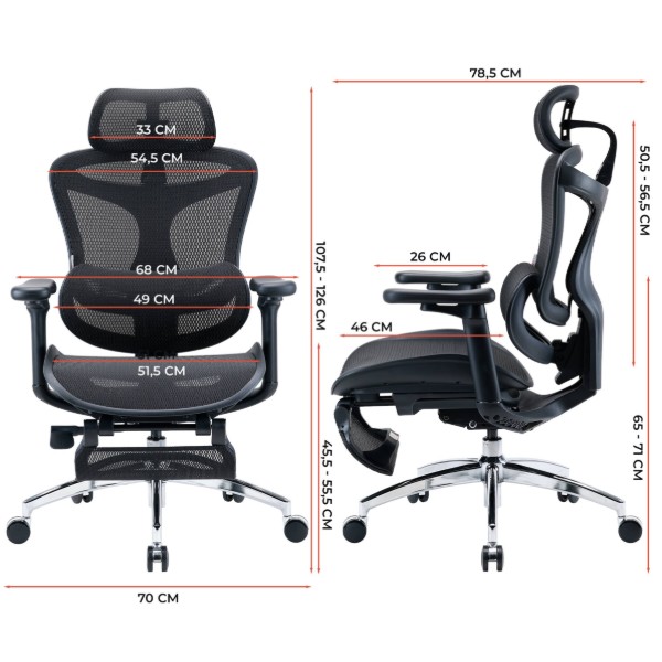 Фото - Крісло офісне Sihoo DORO C300L Mesh Black with footrest (DORO-C300L-A3-101-JT)
