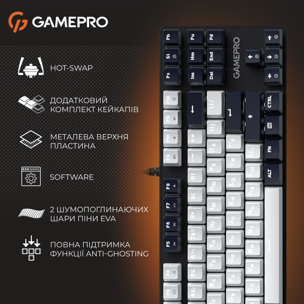 Фото - Клавиатура проводная GamePro Genesis Metallic Outemu Red Swithes USB Black (MK110B)