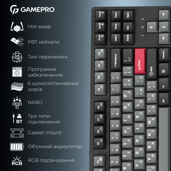 Фото - Клавіатура бездротова ігрова GamePro Asgard Ragnar Keychron Super Black (MK285BK)