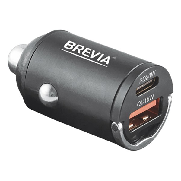 Фото - Автомобильное зарядное устройство Brevia ePower NanoMetal 38W 1xUSB-C+1xUSB-A (46038CAMB)
