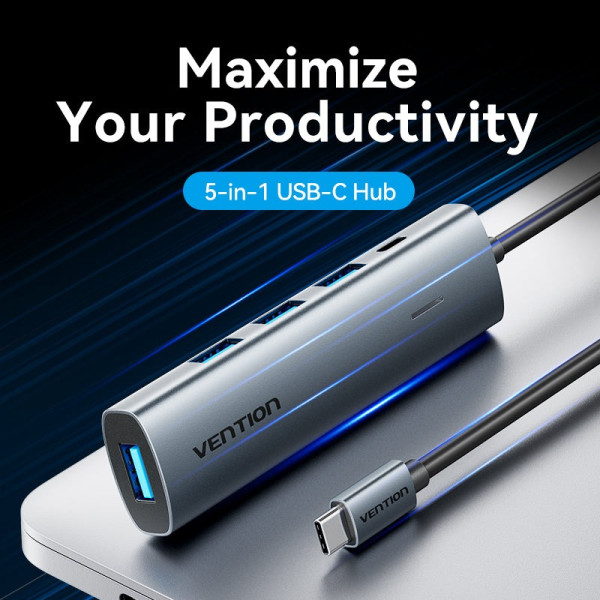Фото - Хаб USB Vention USB 3.0 Type-C 4xUSB 3.0/1xUSB-C (TGZHB)