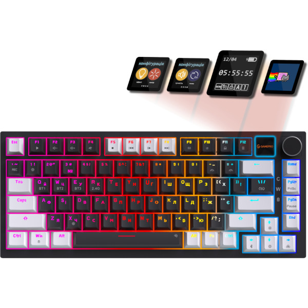 Фото - Клавиатура беспроводная игровая GamePro Asgard Valhalla Pro 75% Wireless/Bluetooth/USB Black (MK160B-D-Pro)