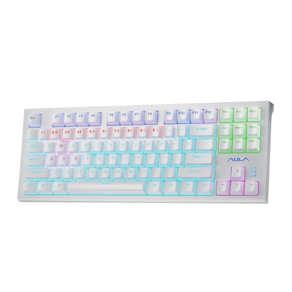 Фото - Клавиатура проводная Aula F3032 White keycaps, plus 21 Yellow keys KRGD Red EN/UA (6948391204680)