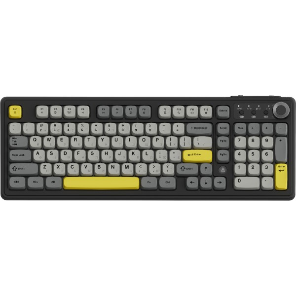 Фото - Клавиатура беспроводная игровая Ajazz AF98 PLUS Black Gray Yellow (AF98-PLUS-BGY)