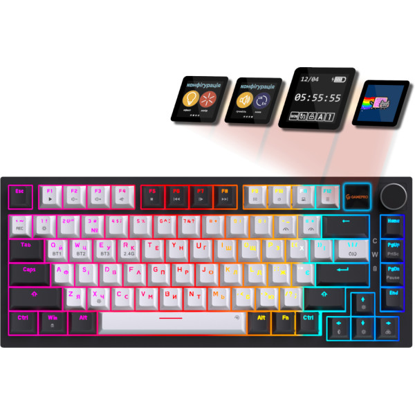 Фото - Клавіатура бездротова ігрова GamePro Asgard Valhalla Pro 75% Wireless/Bluetooth/USB White (MK160W-D-Pro) Фото - Клавіатура бездротова ігрова GamePro Asgard Valhalla Pro 75% Wireless/Bluetooth/USB White (MK160W-D-Pro)