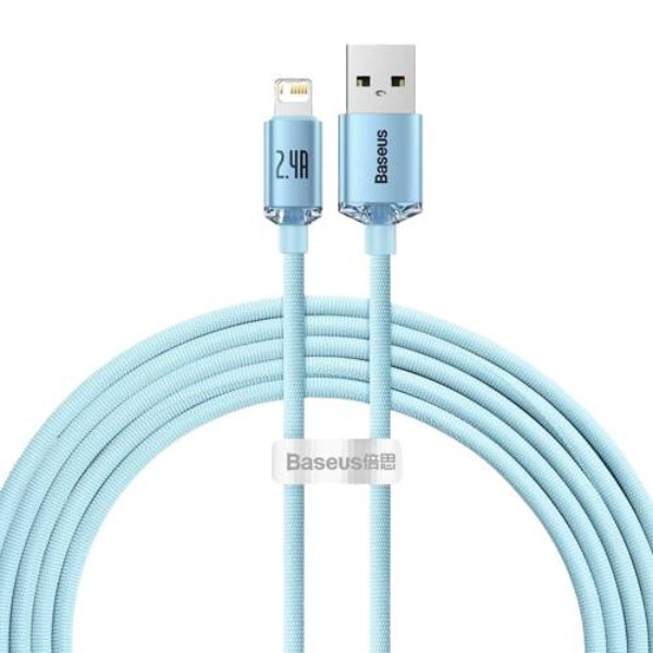 Фото - Кабель Baseus Crystal Shine Series Fast Charging Data Cable USB to iP 2.4A 2m Sky Blue (CAJY001203)
