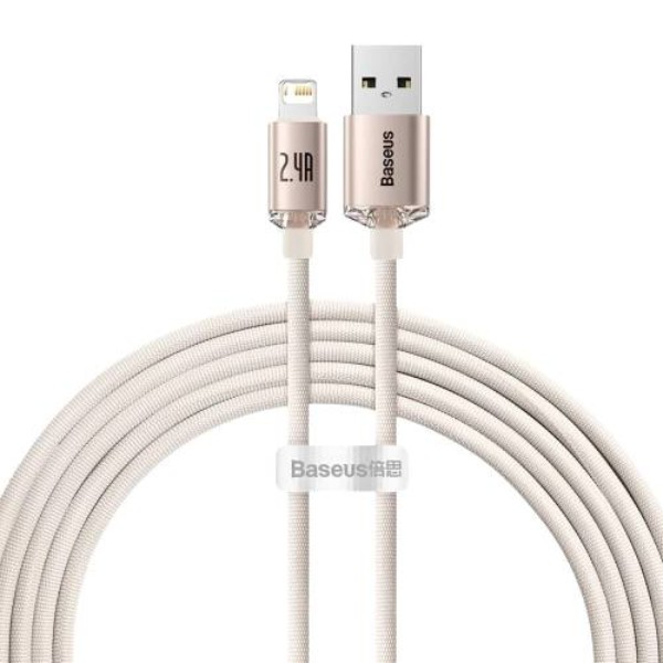 Фото - Кабель Baseus Crystal Shine Series Fast Charging Data Cable USB to iP 2.4A 2m Pink (CAJY001204)
