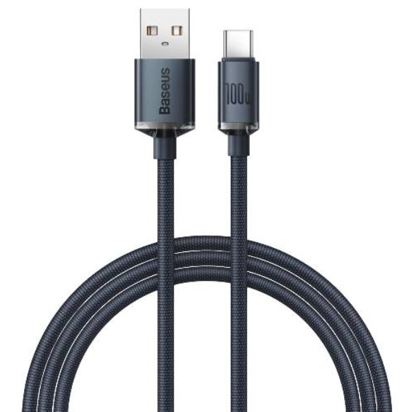 Фото - Кабель Baseus Crystal Shine Series Fast Charging Data Cable USB to Type-C 100W 1.2m Black (CAJY000401)