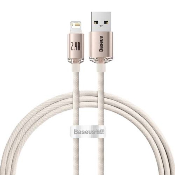 Фото - Кабель Baseus Crystal Shine Series Fast Charging Data Cable USB to iP 2.4A 1.2m Pink (CAJY001104)
