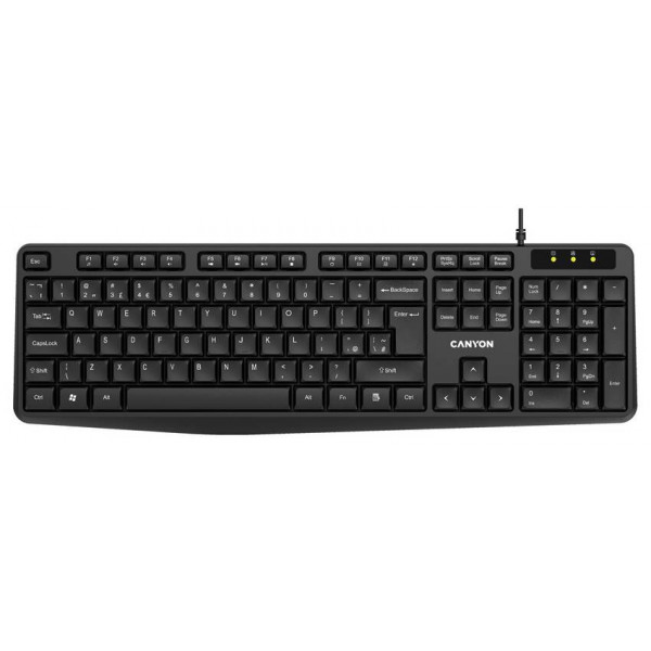 Фото - Клавіатура дротова Canyon KB-1 Water resistant ENG/UKR Black (CNE-CKEY01)