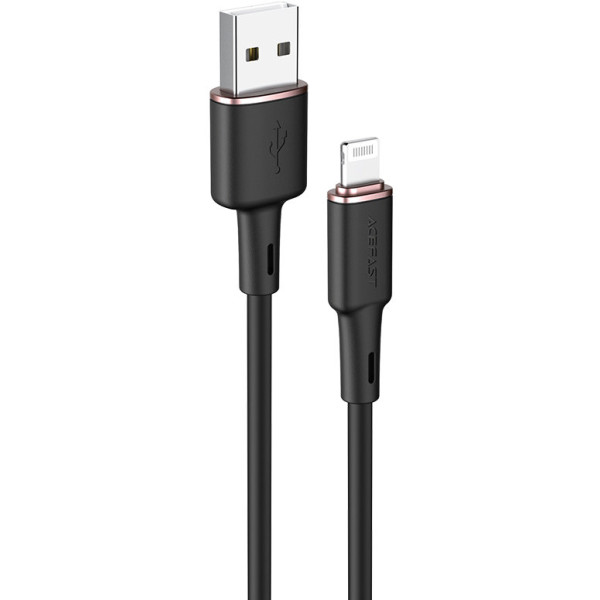 Фото - Кабель AceFast C2-02 USB to iP 2.4A, 1.2m silicone, zinc connectors Black (AFC2-02B)