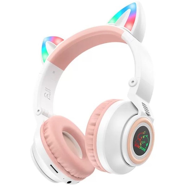 Фото - Наушники накладные беспроводные BOROFONE BO18 Cat ear White (6974443384956)