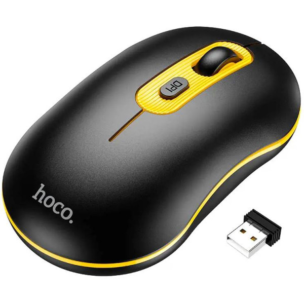 Фото - Миша бездротова HOCO GM21 Platinum 2.4G business wireless mouse Black Yellow (6931474790941)