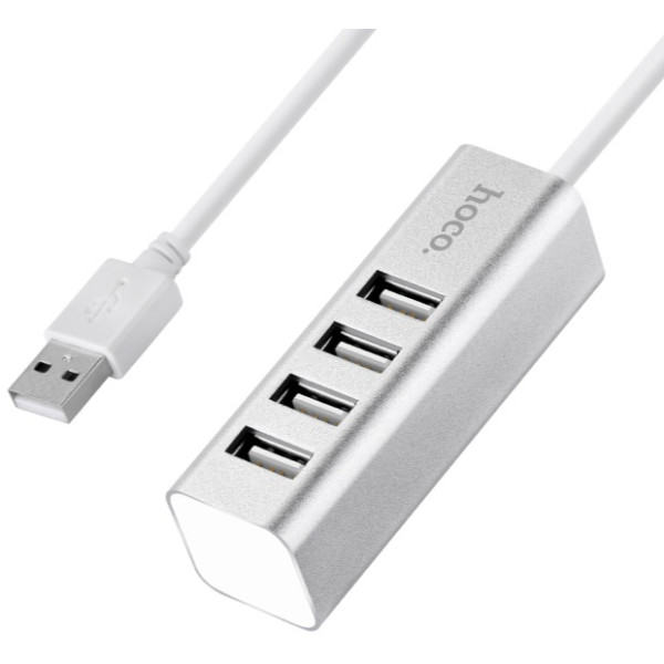 Фото - Хаб USB HOCO HB1 4USB Line machine Silver (6957531038146)