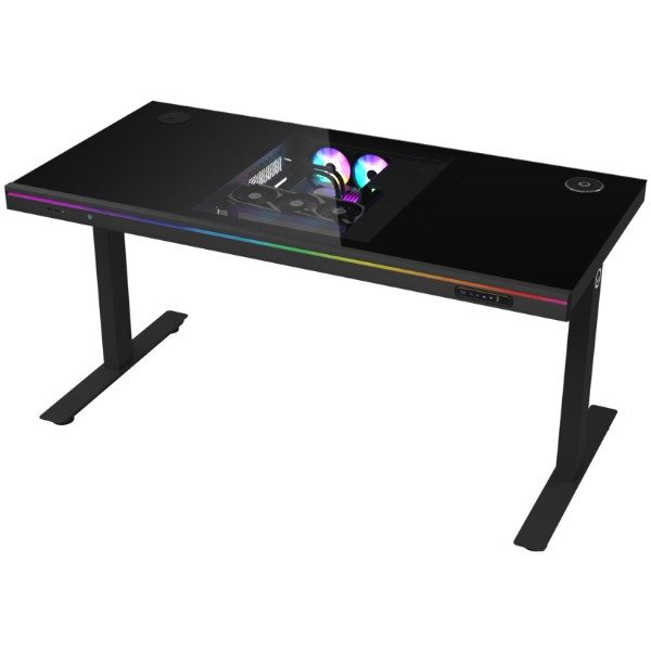 Фото - Стіл комп'ютерний Lorgar ELITE 90G Glass Black (LRG-DE90G)