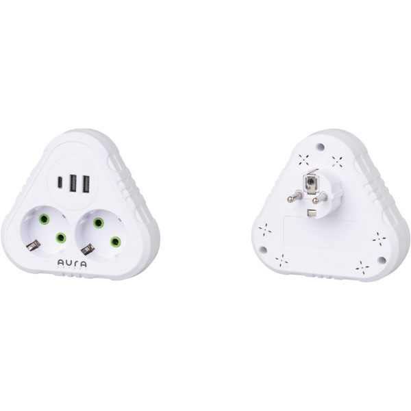 Фото - Разветвитель 220В Aura Energy 2+3 USB-A + USB-C (PD) White (AUEMFP23PDW)