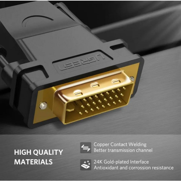 Фото - Перехідник DVI - HDMI UGREEN DVI 24+1 Male to HDMI Female Adapter Black (20124)