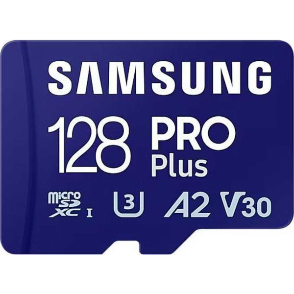 Фото - Карта пам'яті Samsung PRO Plus microSDXC 128GB UHS-I U3 V30 A2 + SD адаптер (MB-MD128SA/EU)