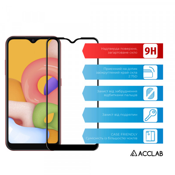 Фото - Захисне скло для смартфону ACCLAB Full Glue for Samsung A01 (1283126508493)